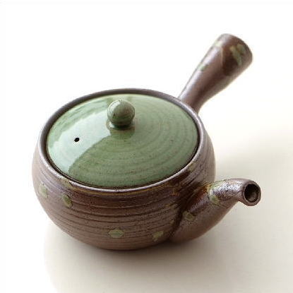 急須 きゅうす おしゃれ 日本製 有田焼 茶こし付き 焼締織部丸急須 Imt0841 ギギliving