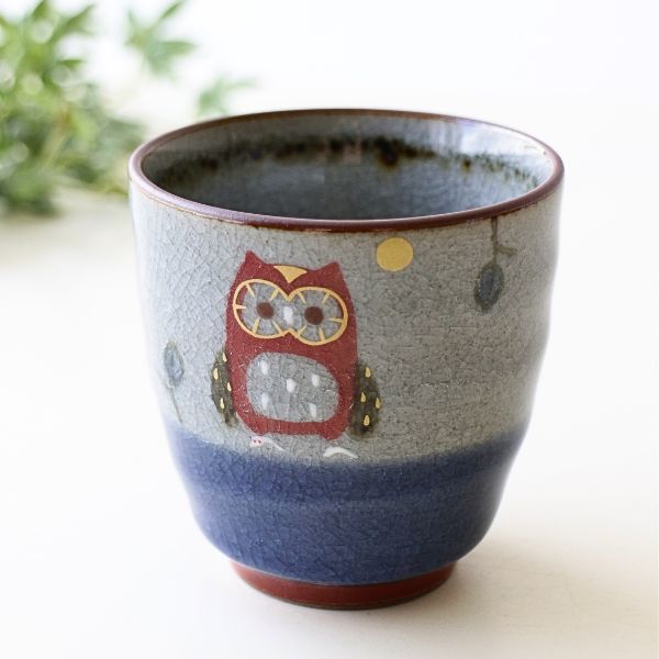 湯のみ おしゃれ 湯呑 湯呑み茶碗 有田焼 フクロウ湯のみ [imt8911