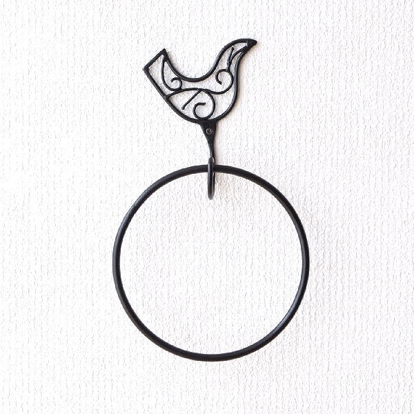 タオルハンガー タオル掛け おしゃれ アイアンリングハンガー バード