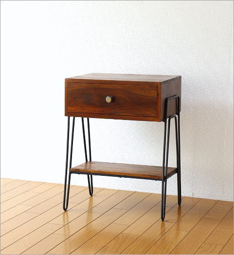 ★チェスト アンティーク 家具 木製 3段 棚 サイドテーブル 希少アイアン脚⭐️ ☆チェスト アンティーク 家具 木製 3段 棚 サイドテーブル 希少