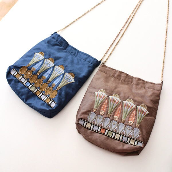 ショルダーバッグ チェーンバッグ かばん おしゃれ 刺繍 ビジュー ビーズ オリエンタル 刺繍チェーンバッグ エジプシャンフラワー 2カラー [kan2401]