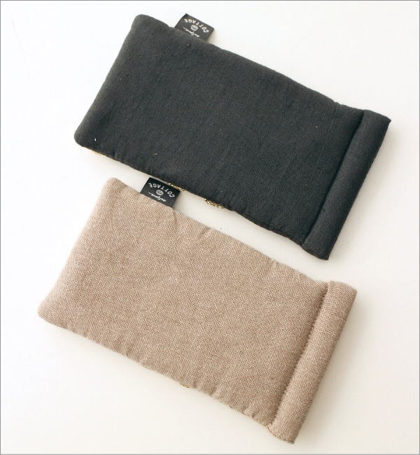 手刺繍入　貝ボタン付き メガネケース/ペンケース【猫画伯】 手刺繍入 貝ボタン付き メガネケース/ペンケース【猫画伯】