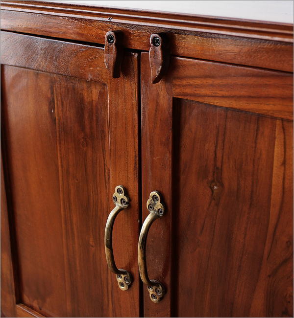 サイドボード 木製 無垢 キャビネット 扉付き収納棚 アンティーク