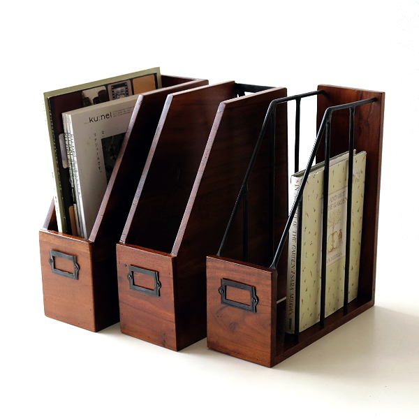 ファイルボックス 木製 A4 縦型 おしゃれ 天然木 無垢材 アカシアウッドファイルボックス 3タイプ [kan2881]