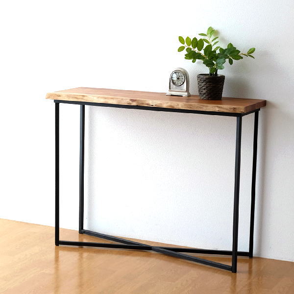 コンソールテーブル 玄関 スリム 木製 アイアン おしゃれ 天然木 無垢材 ナチュラル モダン アカシアウッドコンソールテーブル Kan25 ギギliving
