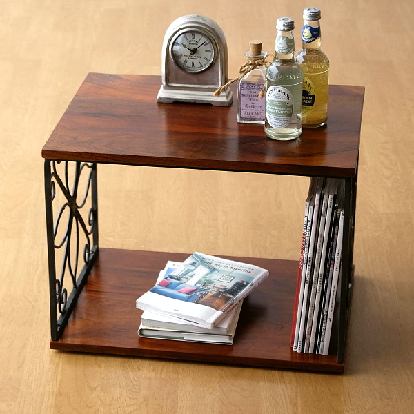 プリンター台 卓上 木製 アイアン A3 おしゃれ A4 プリンターラック 収納 机上 幅50cm 奥行35cm 2段 アカシアユニットシェルフ 【送料無料】 [kan2914]
