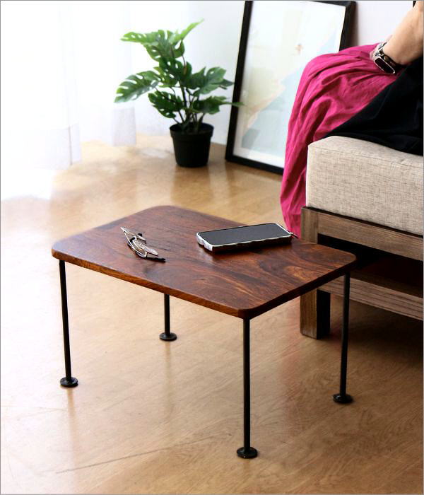 ローテーブル ミニテーブル 木製 無垢 アイアン おしゃれ 幅45