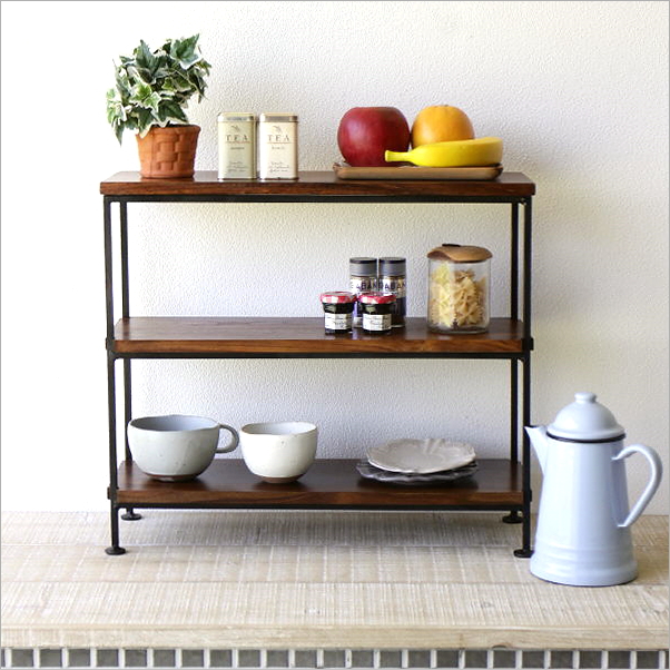 ディスプレイシェルフ 木製 アイアン 飾り棚 スパイスラック おしゃれ
