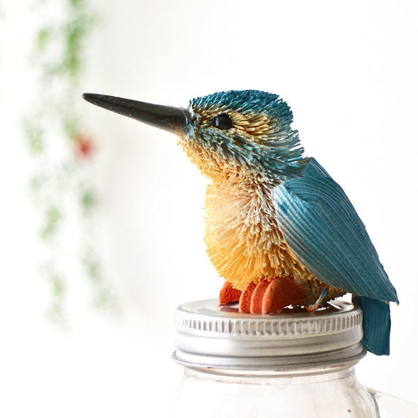 たわし アニマル カワセミ 鳥 置物 オブジェ おしゃれ かわいい 可愛い 小さい 動物 ヤシ エスニック 雑貨 インテリア たわしアニマル カワセミ [kan4546]