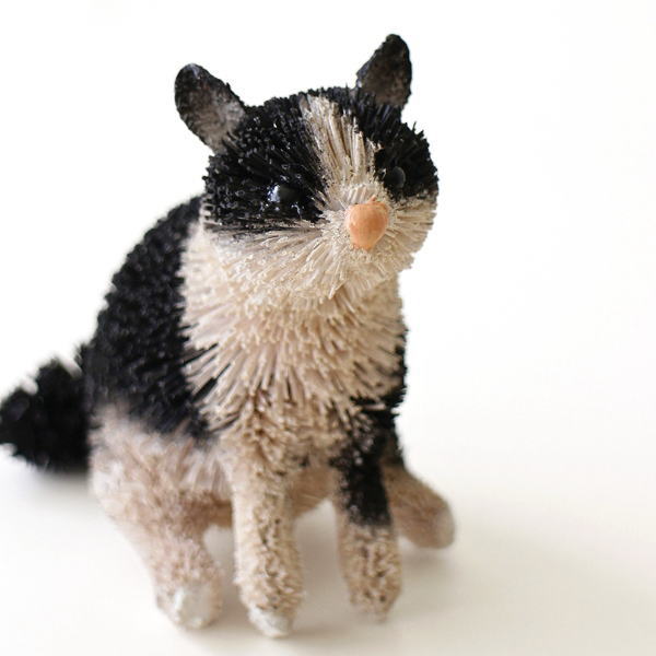 たわし アニマル ハチワレ 猫 置物 オブジェ おしゃれ かわいい 可愛い