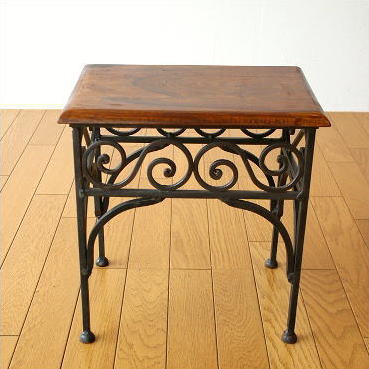 サイドテーブル 木製 アイアン おしゃれ 天然木 無垢材 鉄脚 アイアン
