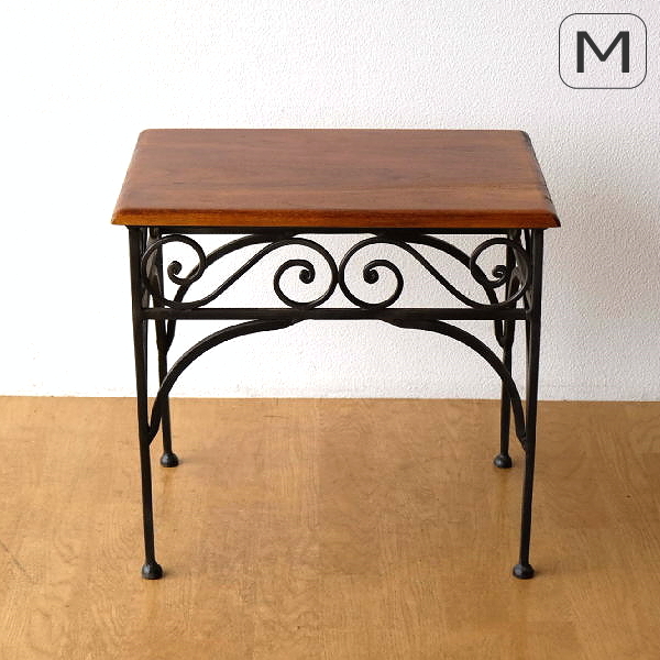 サイドテーブル 木製 アイアン おしゃれ 天然木 無垢材 鉄脚 アイアンとアカシアのネストテーブルM 【送料無料】 [kan6303]