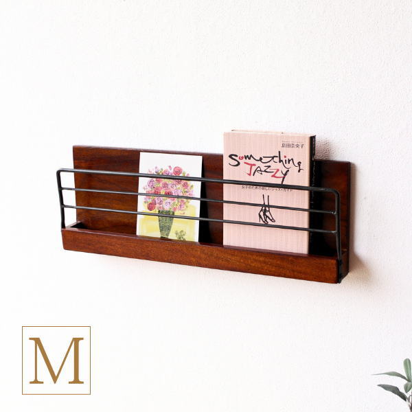ウォールラック 木製 アイアン おしゃれ ディスプレイ棚 飾り棚 スリム アイアンとウッドの壁掛けラックM [kan6486]