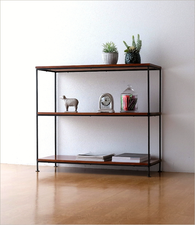 オープンシェルフ 木製 アイアン 飾り棚 オープンラック 天然木 無垢材