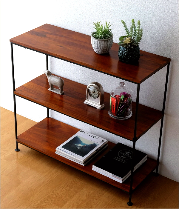 オープンシェルフ 木製 アイアン 飾り棚 オープンラック 天然木 無垢材