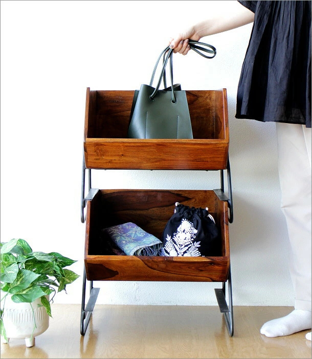 収納ボックス スタッキング おしゃれ 木製 アイアン 天然木 積み重ね