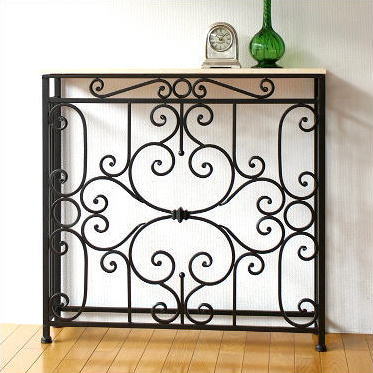 コンソールテーブル 玄関 アンティーク モダン スリム 花台 アイアンと大理石のコンソール 【送料無料】 [kwt5285]