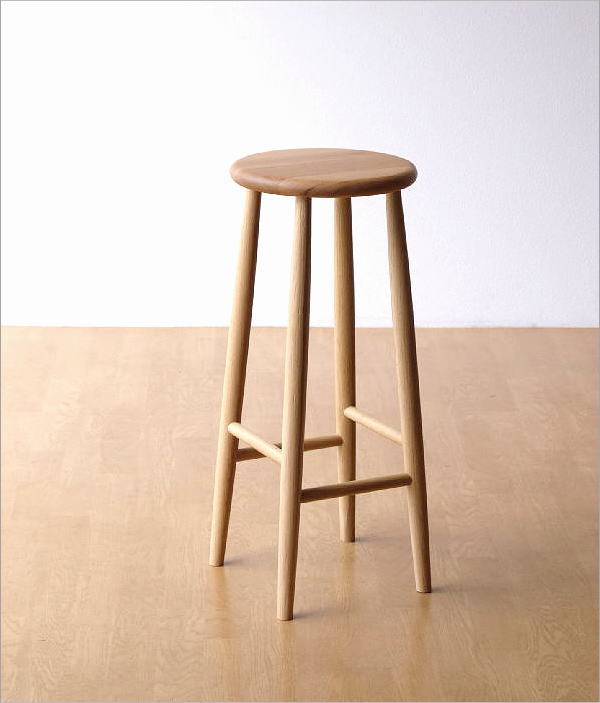ハイスツール 天然木 無垢材 オーク 木製スツール ウッドスツール