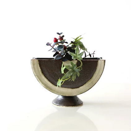 花瓶 陶器 花器 一輪挿し おしゃれ フラワーベース 和陶器ベース 二 Mkn4317 ギギliving