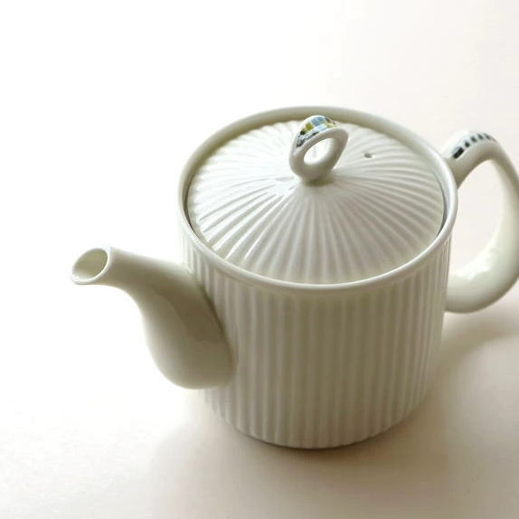 ティーポット おしゃれ 白 茶こし付き 磁器 有田焼 北欧 和食器 シンプル モダン かわいい 焼き物 モザイクしのぎポット [msg7560]