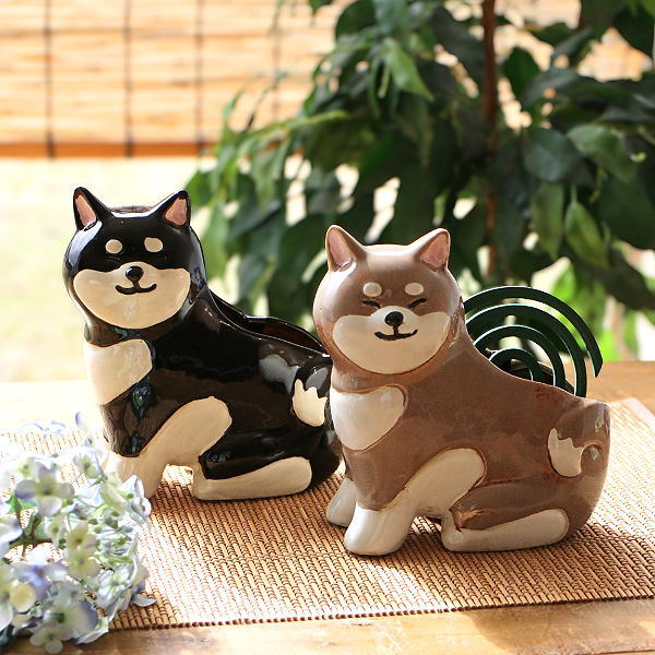 蚊取り線香入れ 陶器 柴犬 置物 おしゃれ 可愛い 縦型 蚊取り線香