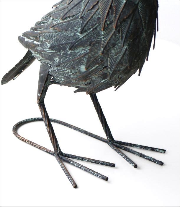 オウム 鳥 置物 オブジェ アイアン ブロンズ風 リアル アンティーク