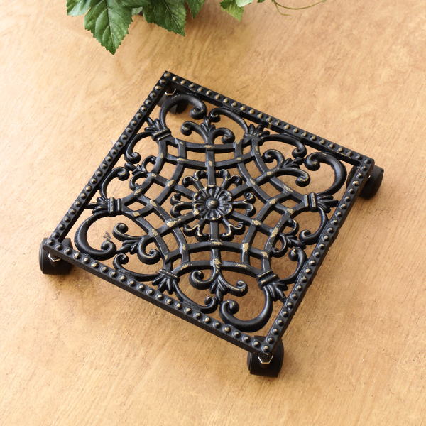 花台 鉢台 キャスター付き フラワースタンド 四角 植木鉢 観葉植物 盆栽 鉢スタンド 鉢置き台 おしゃれ アンティーク 玄関 室内 屋外 ベランダ アイアンプラントキャリー スクエア [mty1630]