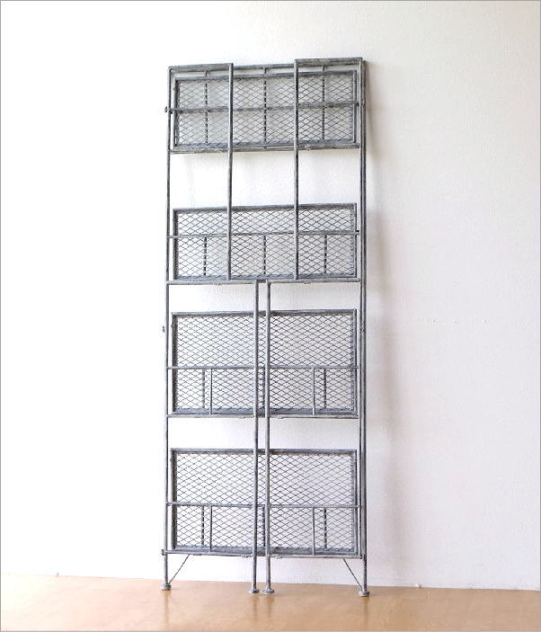 棚 シェルフ ラック 4段 アイアン メッシュ 本棚 収納棚 おしゃれ