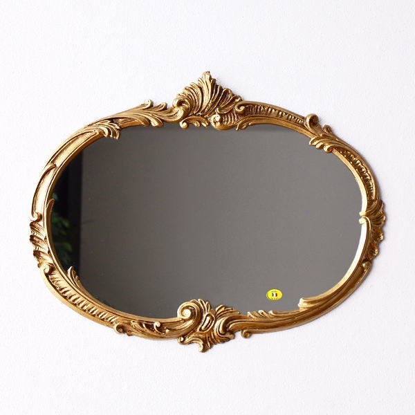 鏡 壁掛け 楕円 ウォールミラー アンティーク ゴールド ロココ調 ヨーロピアン 横長 彫刻風 装飾 玄関 リビング クラシック エレガント 豪華 イタリア製 Rococo 壁掛けオーバルミラー GD 【送料無料】 [pic5915]