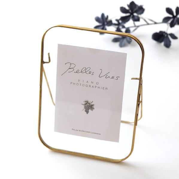 フォトフレーム 卓上 写真立て おしゃれ フォトスタンド 真鍮 ガラス