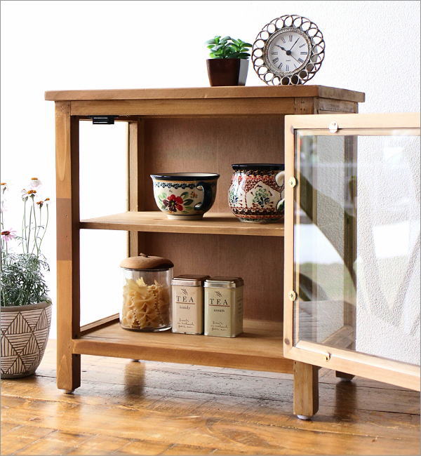 ガラスキャビネット おしゃれ 収納 シェルフ シャビー 飾り棚 キッチン