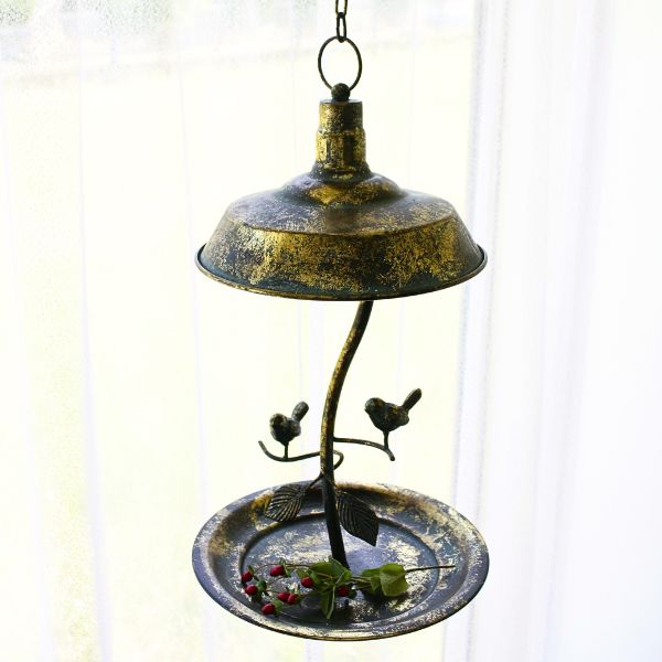 バードバス バードフィーダー おしゃれ アイアン ハンギング 吊り下げ 鳥えさ台 餌台 アンティーク調 ハンギング バードバス ブロンズ [scc9600]