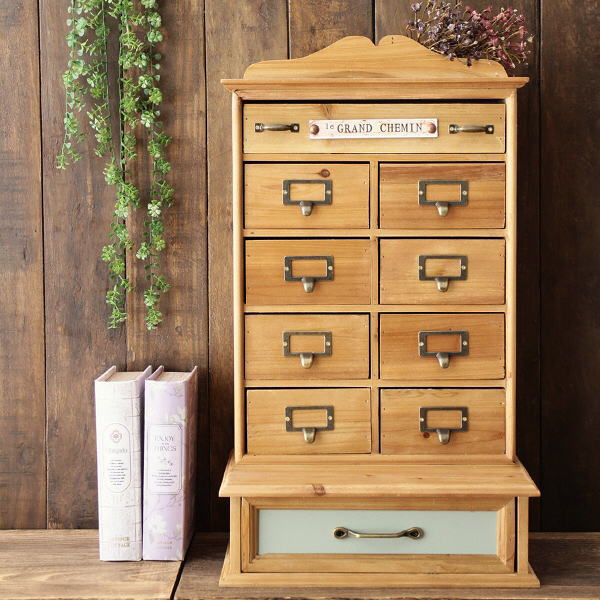 コレクションボックス 木製 おしゃれ ナチュラル 壁掛け アンティーク コレクションケース 卓上 仕切り ガラス  引き出し シャビーウッドのコレクションボックス 【送料無料】 [scc9610]