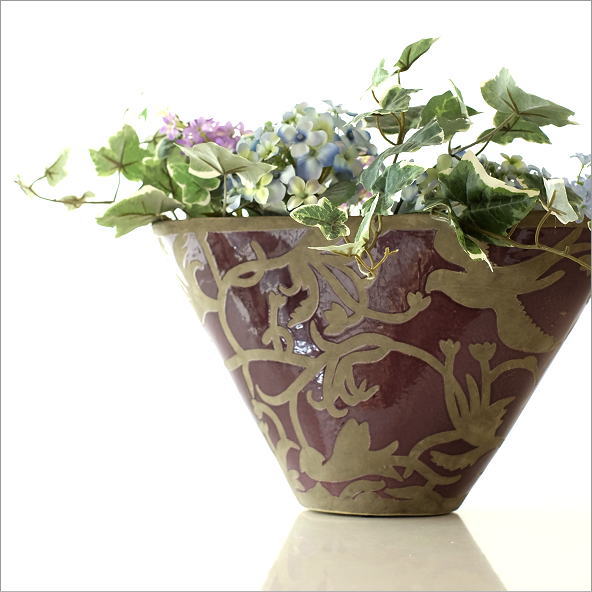 花瓶　インテリア　陶器　お口付き　高さ約37㎝ 花瓶 おしゃれ 陶器 口が広い フラワーベース 花器 陶器のベース