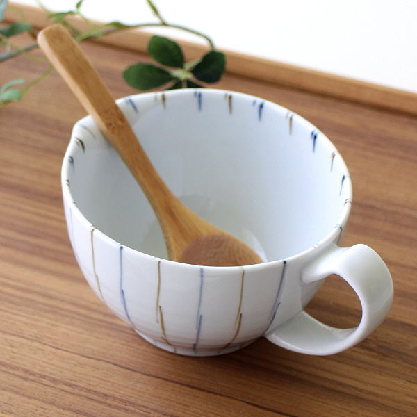 まぜ鉢 陶器 おしゃれ 取っ手付き 波佐見焼 日本製 和風 和食器 焼き物 注ぎやすい 匙付き シンプル ナチュラル 小鉢 麦わら十草 納豆鉢(匙付き) [skt6568]