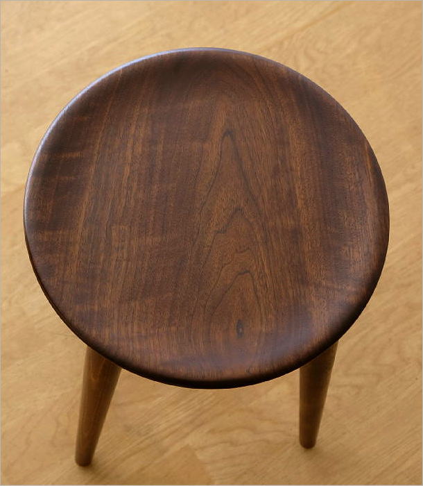 スツール ブラックウォールナット 一枚板 ミズナラ材 無垢 漆塗り 日本