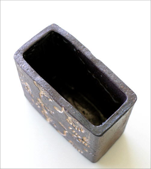 花瓶 陶器 花器 おしゃれ 一輪挿し 更紗スクエアベース [soh2410