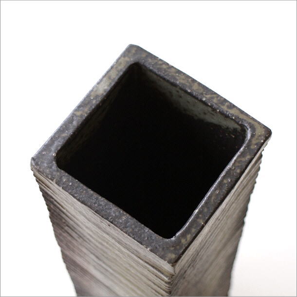 花瓶 陶器 花器 一輪挿し フラワーベース 角柱面取り花入れ