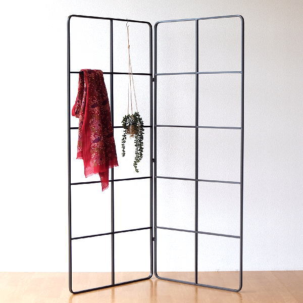 パーテーション 2連 アイアン おしゃれ 間仕切り スクリーン 衝立 折りたたみ 格子 モダン シンプル アイアン折り畳みスクリーン ラティス Spc0405 ギギliving