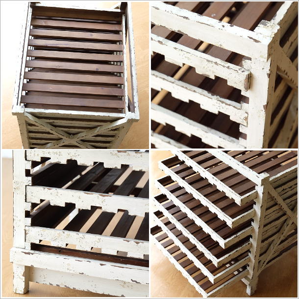 ホワイト　引き出し付き　ガーデン　シェルフ　ハンドメイド　家具 ホワイト 引き出し付き ガーデン シェルフ ハンドメイド 家具