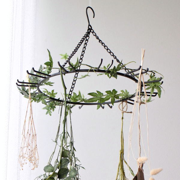 サークルフック ハンギング アイアン ホルダー インテリア ディスプレイ ドライフラワー ハーブ 吊るす 乾燥 保存 引っ掛け 丸 円形 アイアンの吊り下げサークルハンガー [spc2629]