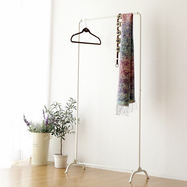 ハンガーラック おしゃれ アイアン スリム ホワイト シンプル ストッパー シェルフ ハンガー アイアンのハンガーラック組み立て式 Wh Spc5757 ギギliving