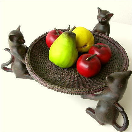 猫 雑貨 フルーツトレイ トレー ネコのラウンドコンテナー [swa2644]