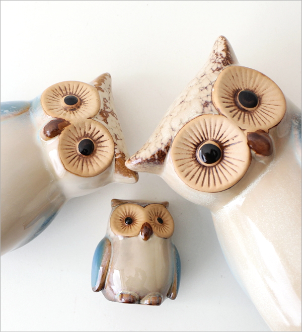 ふくろう 置物 陶器 オブジェ 親子 雑貨 おしゃれ 可愛い 家族