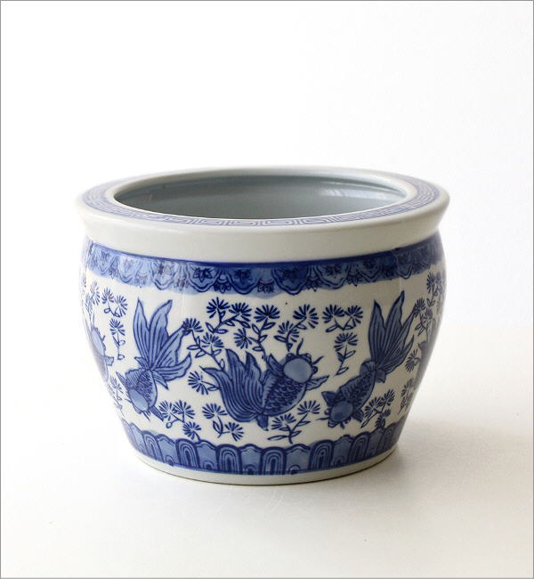 金魚鉢 おしゃれ 陶器 睡蓮鉢 丸 屋外 室内 鉢カバー 手火鉢 蚊遣り