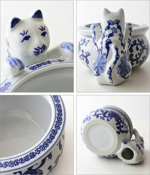 金魚鉢 おしゃれ 陶器 メダカ鉢 睡蓮鉢 和風 レトロ アンティーク ネコ