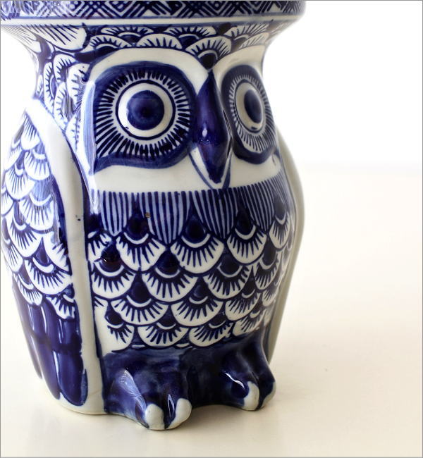 花台 陶器 フラワースタンド 室内 屋外 玄関 ふくろう 置物 オブジェ