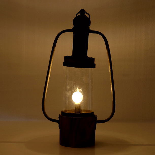 ランプ ランタン LED ヴィンテージ アンティーク アイアン ガラス 古木 木製 おしゃれ シャビー レトロ ヴィンテージランプB [toy0870]