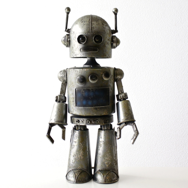 ロボット 置物 アイアン ガーデン オーナメント オブジェ レトロ アンティーク かわいい インテリア 玄関 リビング 玄関 店舗 庭 ディスプレイ アイアン ヴィンテージ ロボット 【送料無料】 [toy7204]