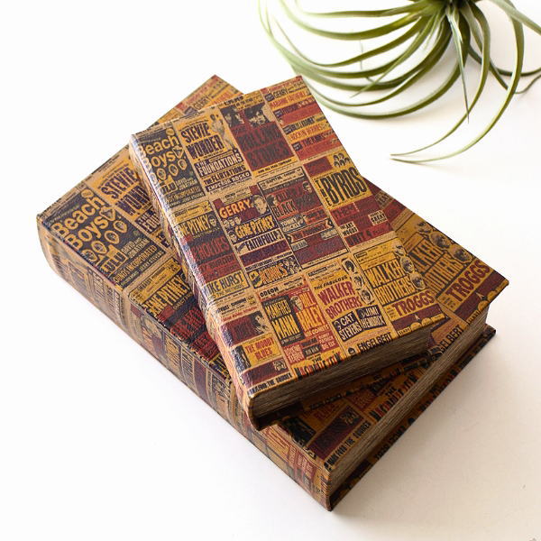 洋書 インテリア ボックス ダミー アンティーク 古書 オブジェ 本型 収納ボックス 小物入れ ブック型 レトロ ふた付き 卓上 ディスプレイ 収納ケース BOOK BOX 大・小 2個セット C [toy8036]